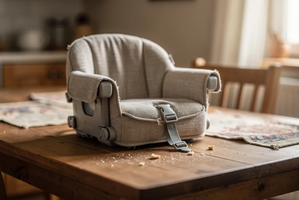 Réhausseur de chaise bébé : la solution nomade et pratique pour les repas en déplacement